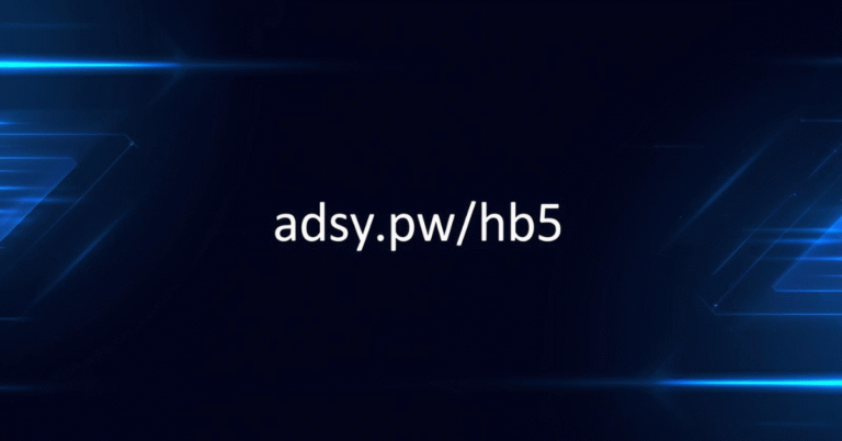 Dark blue digital banner with glowing tech design and white text “adsy.pw/hb5”